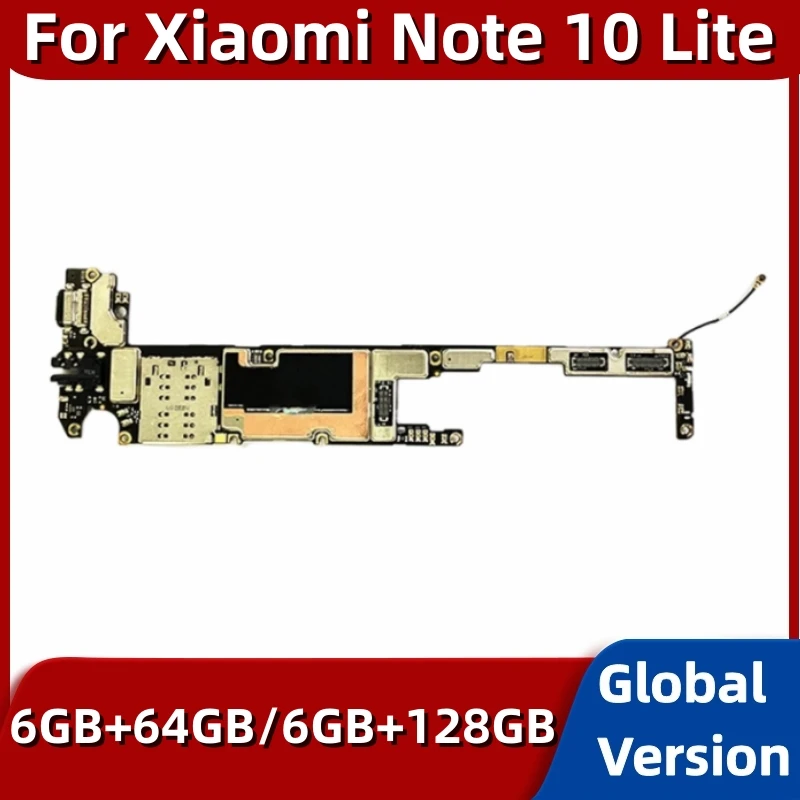 Mainboard for Xiaomi Mi Note 10 Lite, Original Motherboard, 64GB, 128GB, Main Circuits Board, Logic Plate, Fully Tested