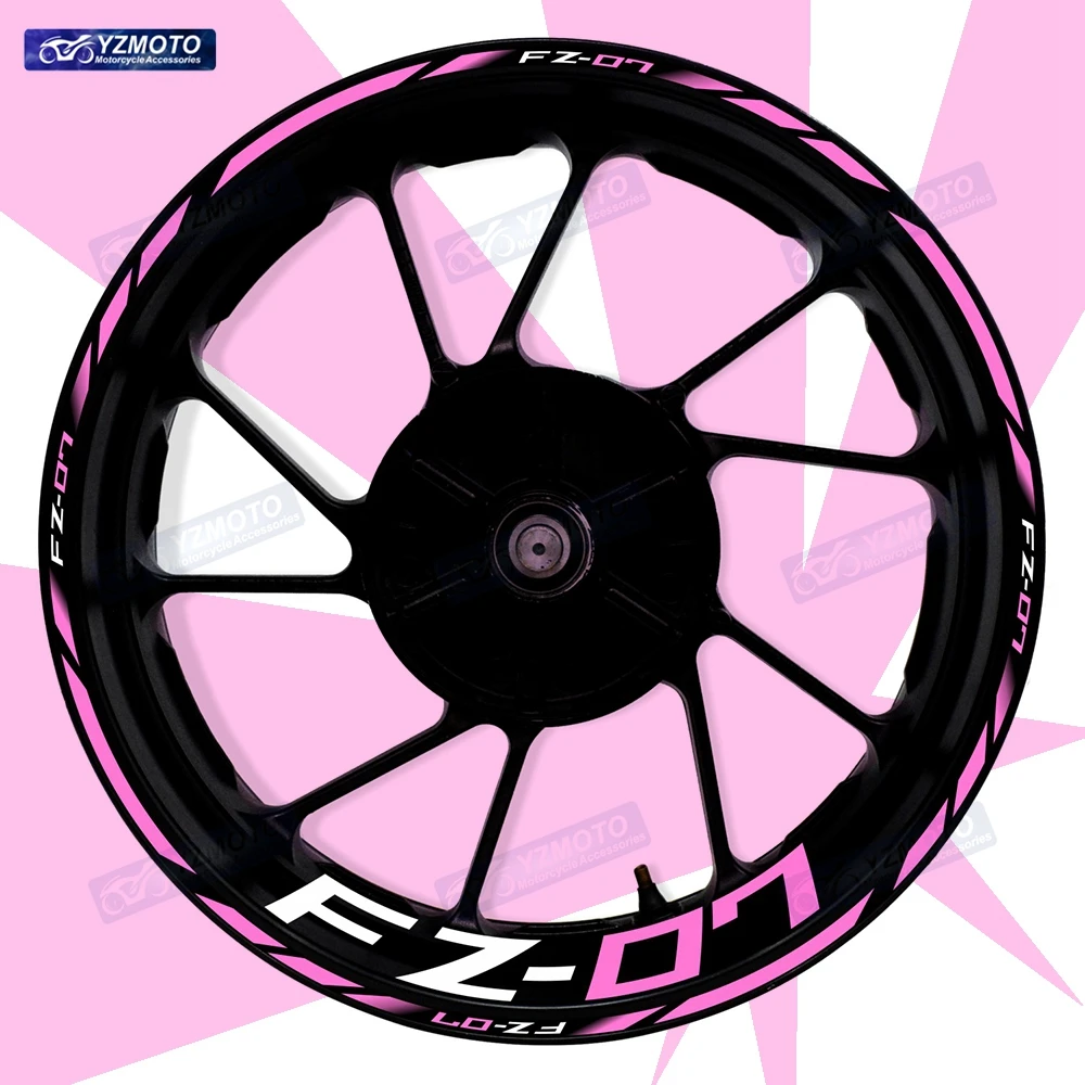 

Для мотоцикла FZ-07 FZ07 17-дюймовая гоночная наклейка на переднее и заднее колесо, водостойкая светоотражающая декоративная наклейка на обод втулки в полоску