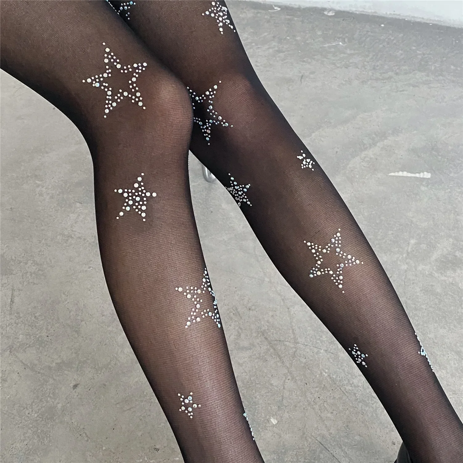 Y2k gwiazda diament Rhinestone kabaretki seksowne rajstopy damskie zakolanówki pończochy JK Lolita dziewczyny Kawaii Bling bielizna rajstopy