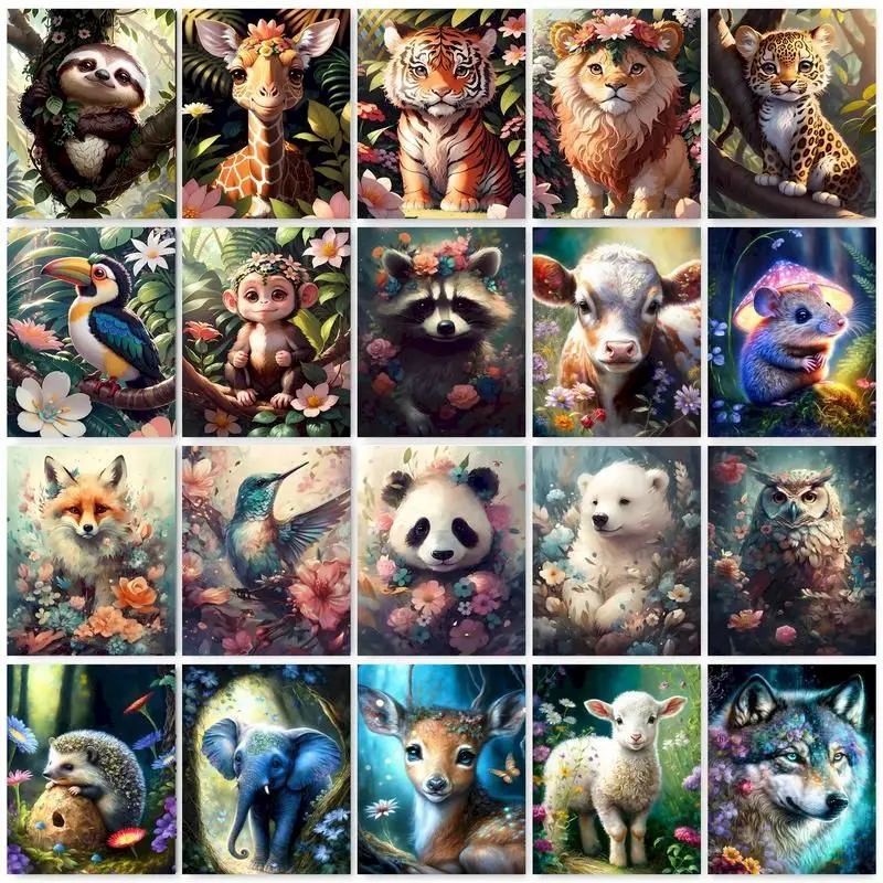 

GATYZTORY 60X75cm Frame DIY Painting By Numbers Forest Animal DIY Paint by numbers On Canvas Home Decor Digital Painting