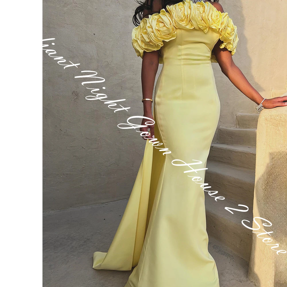 Temperament Jersey Mermaid Off the Shoulder Flowers Evening Dress Boat Neck Floor Length Sleeveless Panel Train платье вечернее