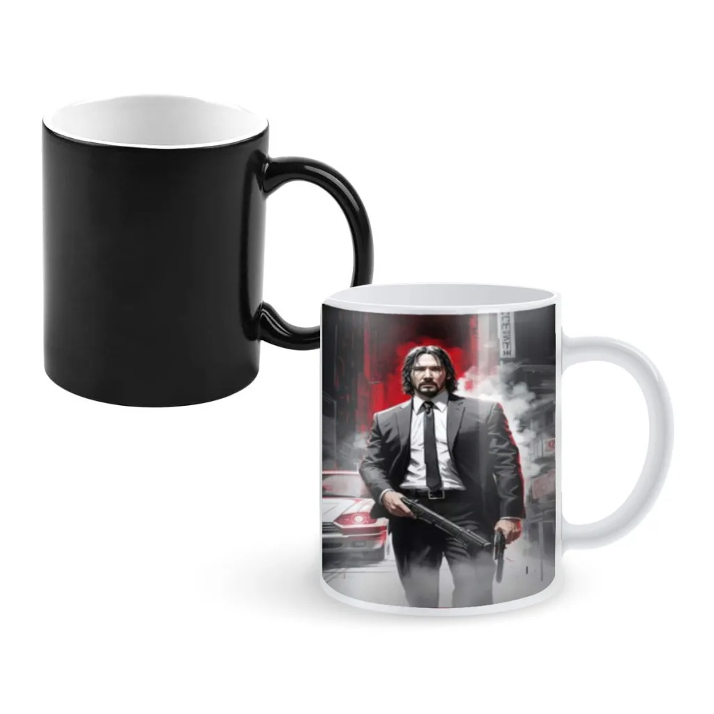 Film John Wick Chapter 4 Keanu Reeves Color Changing Mug Sensitive Ceramic coffee Tea Mugs Cup best gift for friends