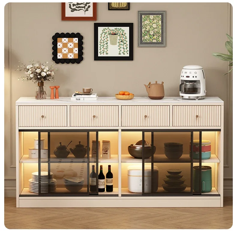 A  Slate dining side cabinet household living room storage sliding door tea cabinet