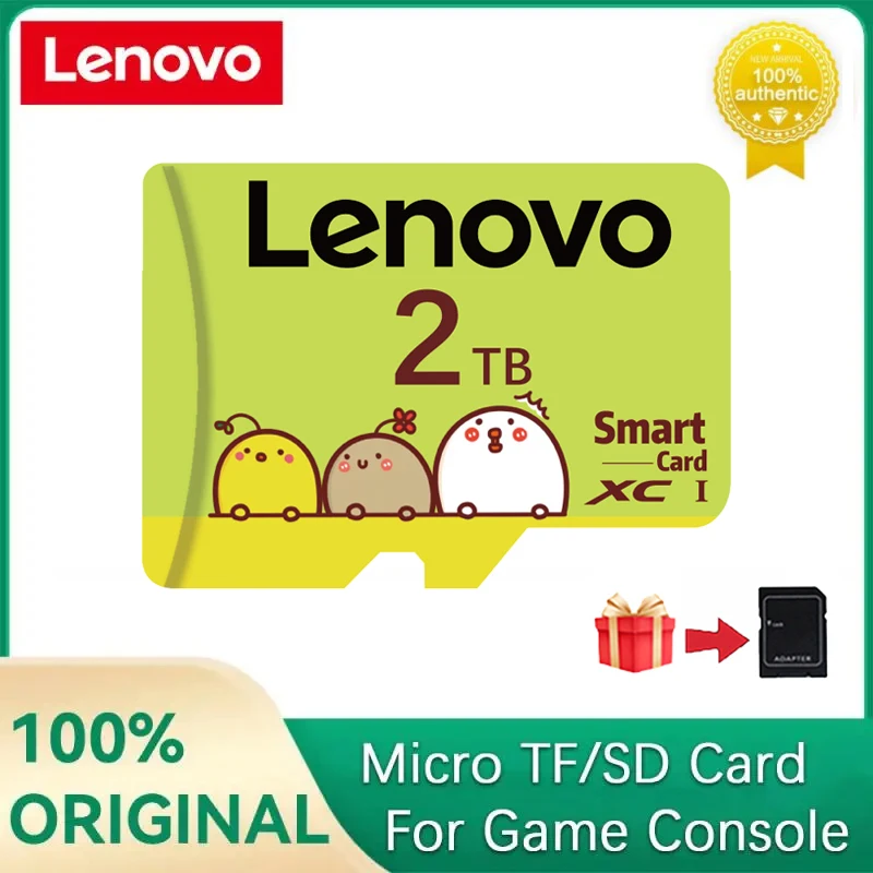 Lenovo-Cartão de Memória Mini SD, Cartão Micro TF, Classe 10, Câmera, Telefone, PC, 128GB, 256GB, 512GB, 1TB, 2TB, Novo, 2022