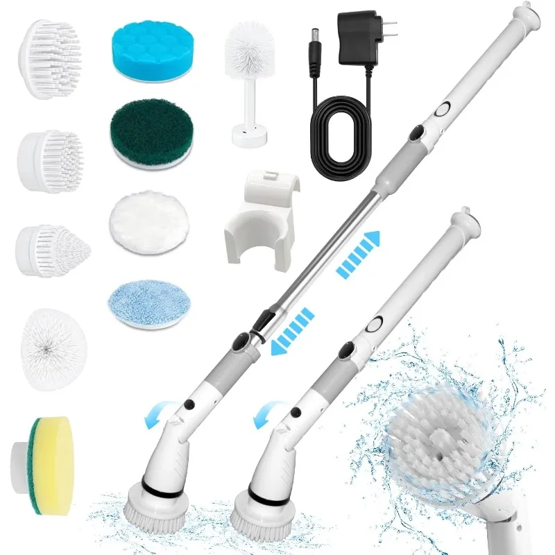 

Electric Spin Brush,Cordless for Home Dcrubber Brush with Long Handle Retractable Housekeeping Supplies, Clean Bathroom