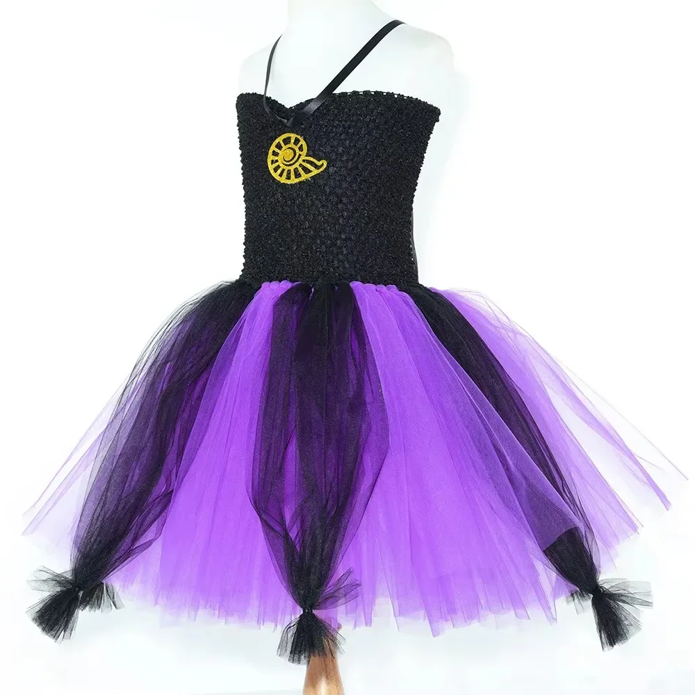 THEEPER Girls Halloween Costume with Accessories, Halloween Tutu Dress for Kids, Siren Witch Costume Tulle Princess Puffy Dress view 4