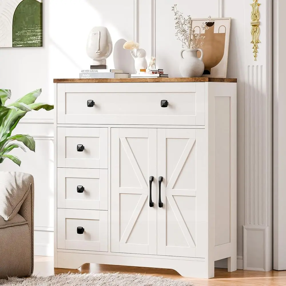 armhouse Storage Cabinet with 2 Doand 4 Ders, reestanding Bathroom Storage Cabinet Kitchen Pantry, loor Hutch Cupboard or Living