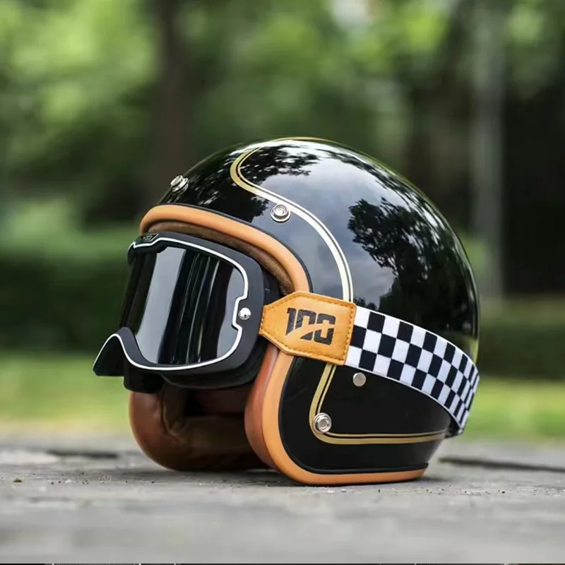 새로운 디자인의 레트로 오토바이 오픈 페이스 헬멧, 스쿠터 헬멧, Casco Moto 빈티지 오토바이 헬멧, DOT ECE, 3/4 다지기 