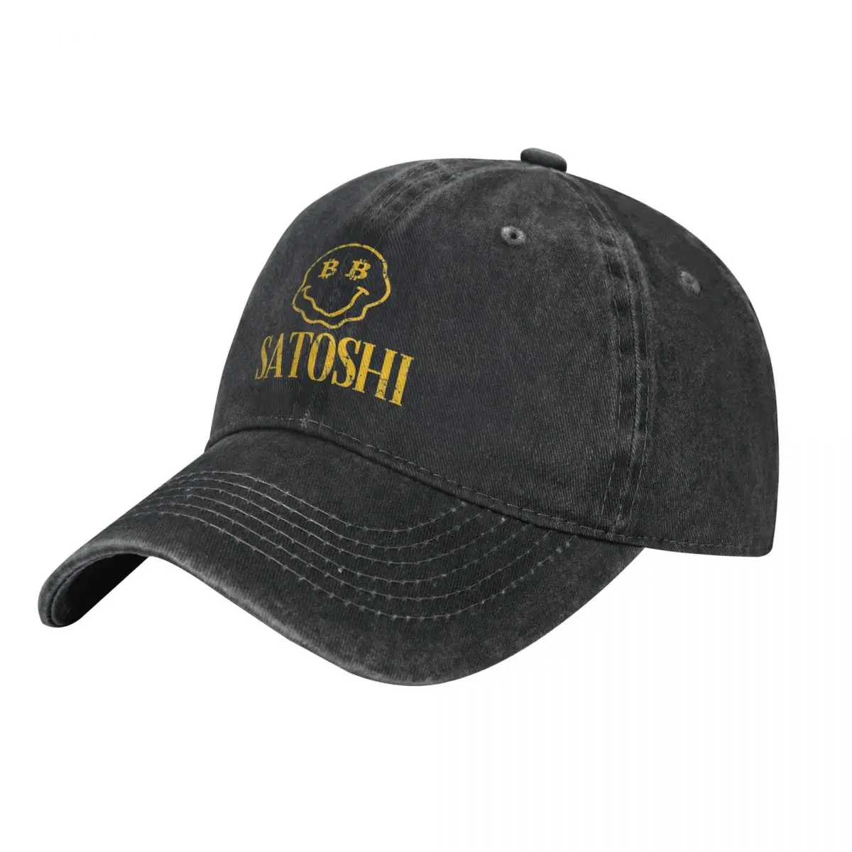 Yellow Blockchian Bitcoin Satoshi Denim Baseball Cap Funny Face Hip Hop Hats Women Men Sun protection Baseball Caps