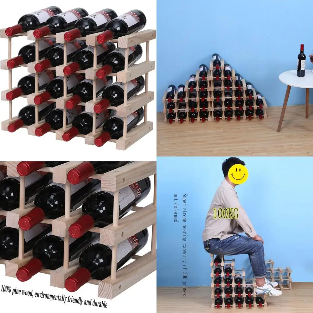 

Modular Wooden Floor Wine Rack, Stackable Storage Cabinet for 16 Bottles