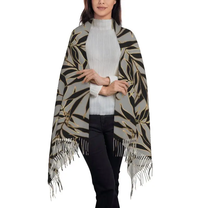Grey leaves new model Scarf Cashmere Woman Wool Ladies Scarf Warm Scarf Women's Winter Scarves Autumn