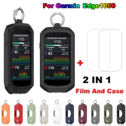 Silicone Case + Films for Garmin Edge 1050 Accessories Screen Protector Film & Soft Protective Full Case Cover