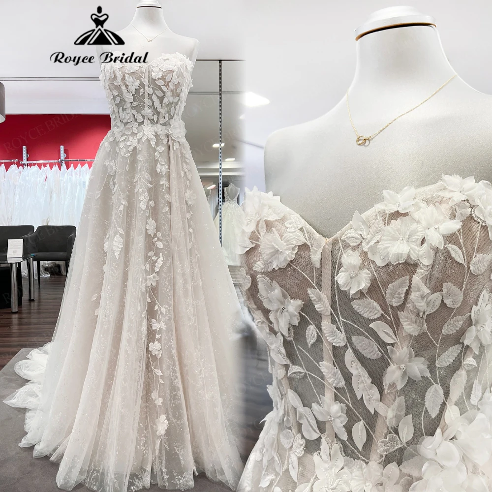 Elegant Sweetheart A Line Wedding Dresses 2027 3D Flowers Appliques Beach Bridal Gown Customized vestido de novia