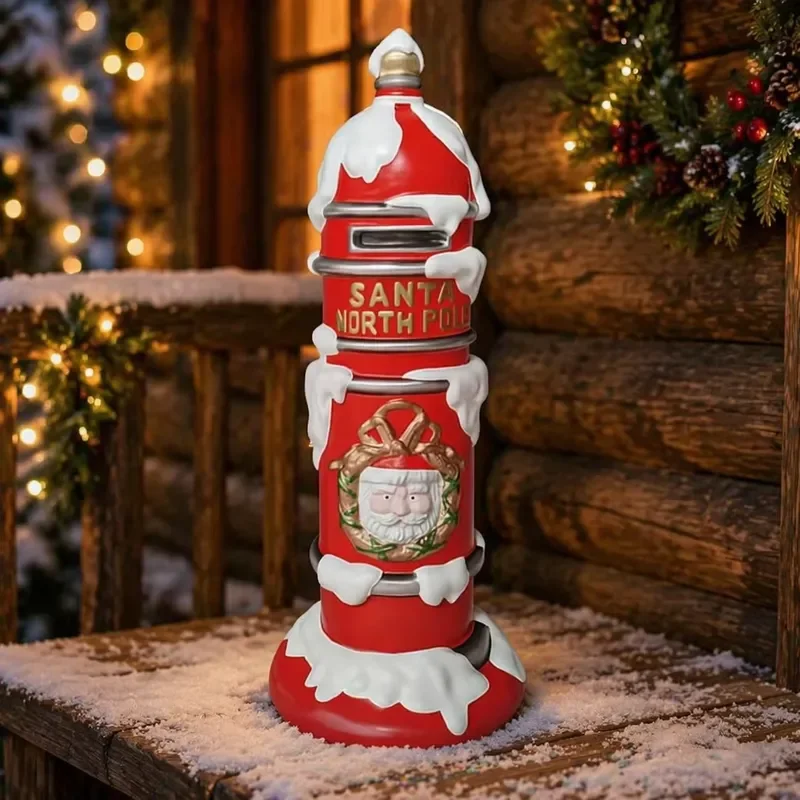 for Fiberglass Christmas Santa Mailbox Outdoor Life Size Holiday Mall Decoration Photo Prop Setting