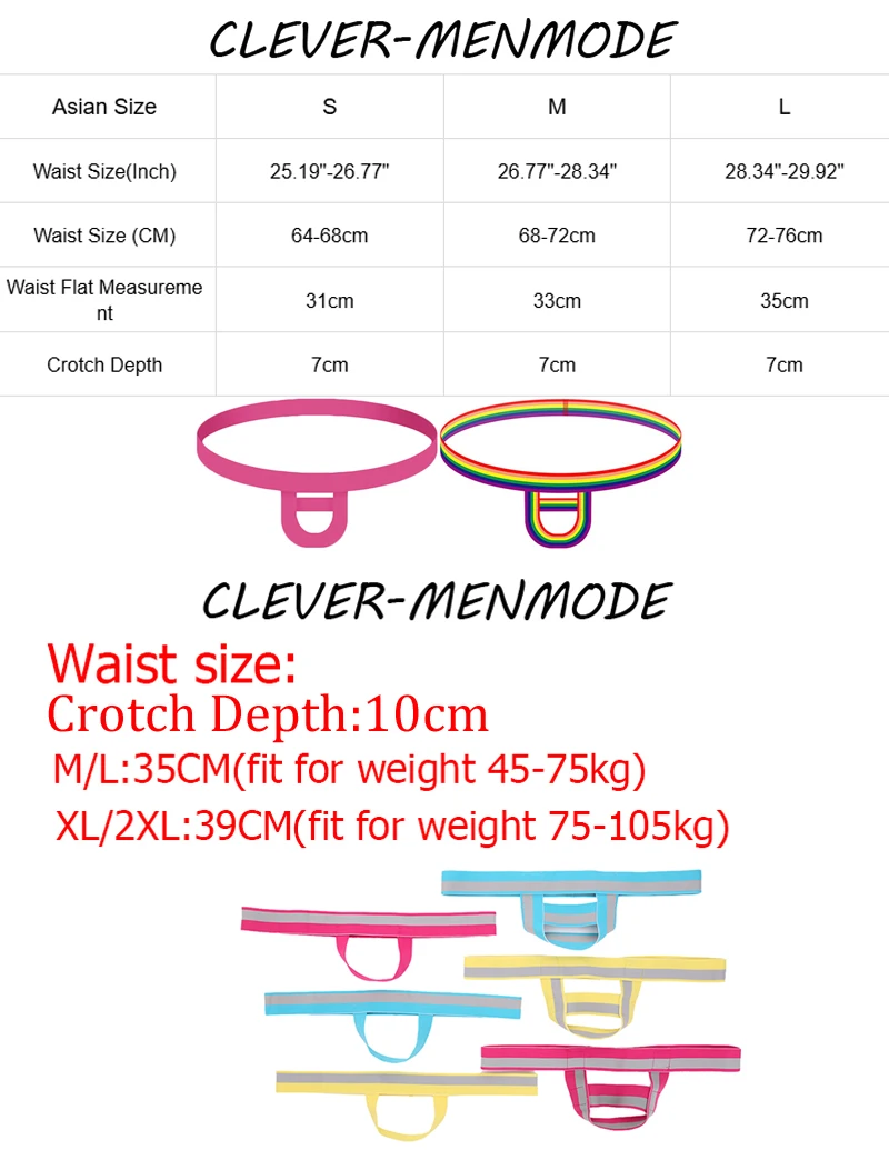 CLEVER-MENMODE الرجال مثير حزام رياضي Crotchless خاتم الديك ثونغ مفتوحة بعقب سراويل عارية الذراعين بيكيني قوس قزح مخطط الوثن ازياء #3