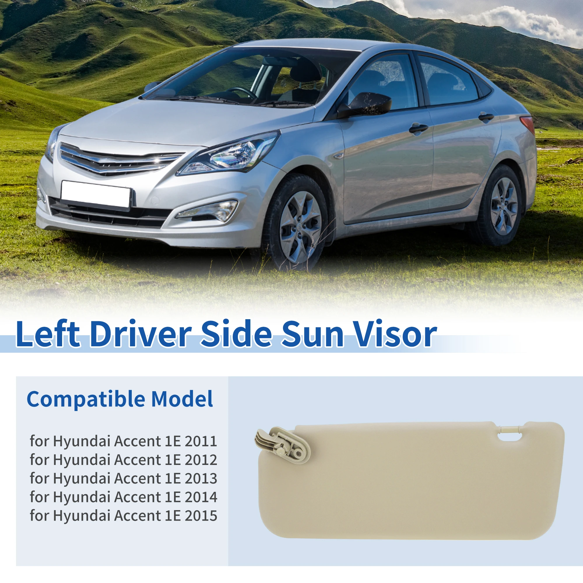 

UXCELL No.85210-1R000 Beige Left Driver Side Sun Visor for Hyundai Accent 1E 2011-2015