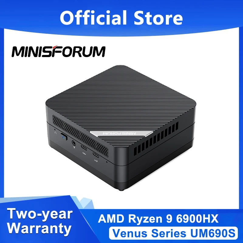 MINISFORUM-Mini PC AMD Ryzen 9 6900HX, UM690S, 32 Go, 512 Go SSD, Bluetooth, WIFI, 6E, USB 4, Windows 11