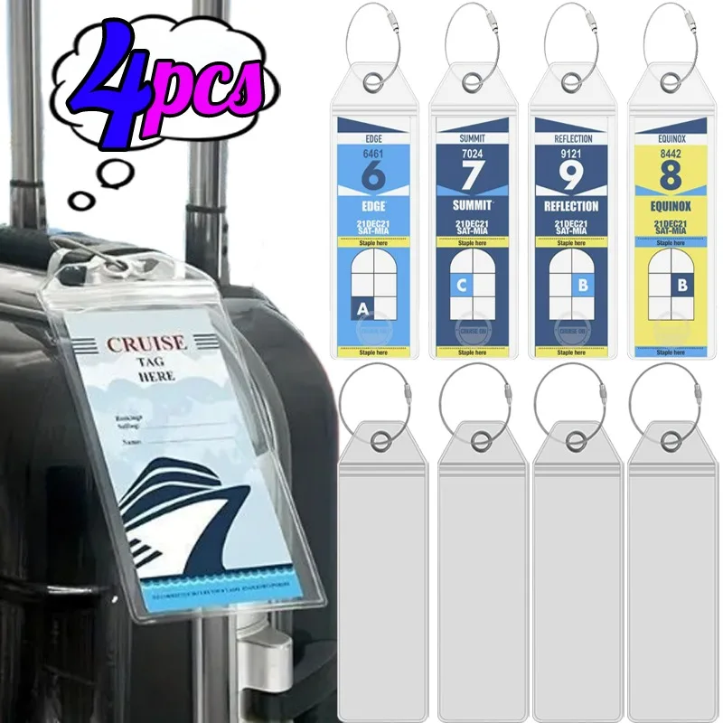 

1-4pcs Luggage Tag Holder Vertical Thick PVC Waterproof Airplane Travel Label Sleeve for Baggage Bags Tags DIY Accessories