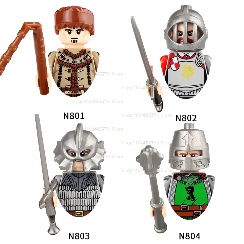 中世の城ブラックホークレイヴン騎士歩兵ミニフィギュア MOC ビルディングブロック戦争武器兵士アクセサリーパズルおもちゃ