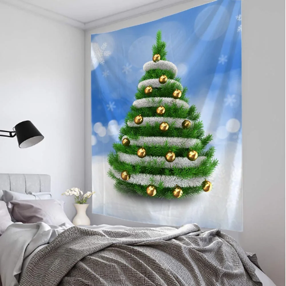 

Beautiful Christmas Tree Tapestry Christmas Day Decoration Winter Snow View Home Wall Decoration Blanket Bedroom Living Room