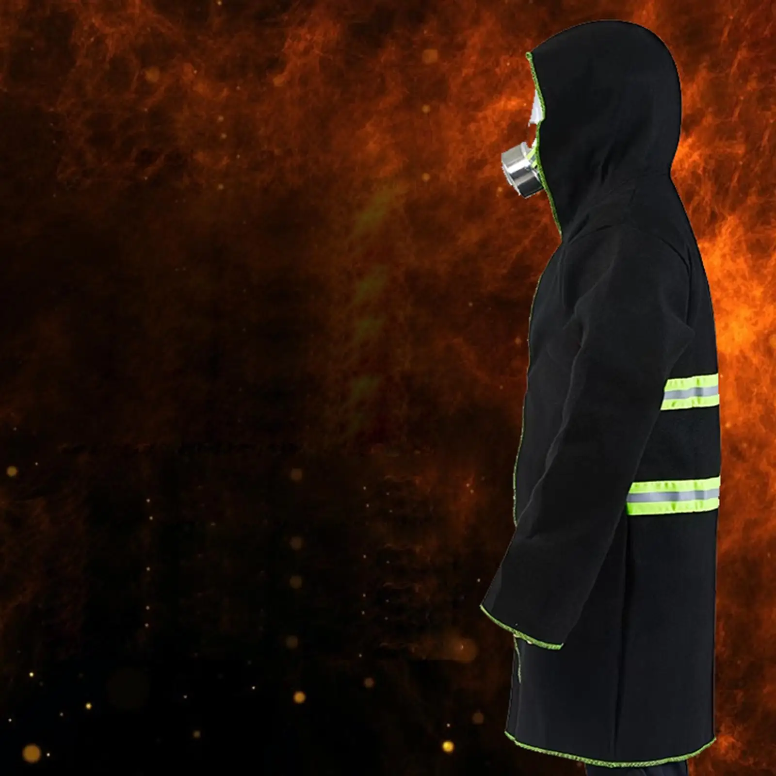 Heat Resistant Suit Carbon Fiber Hooded Fireproof Cape Reflective Back Stripes Emergency Escape Blanket for Welding Work