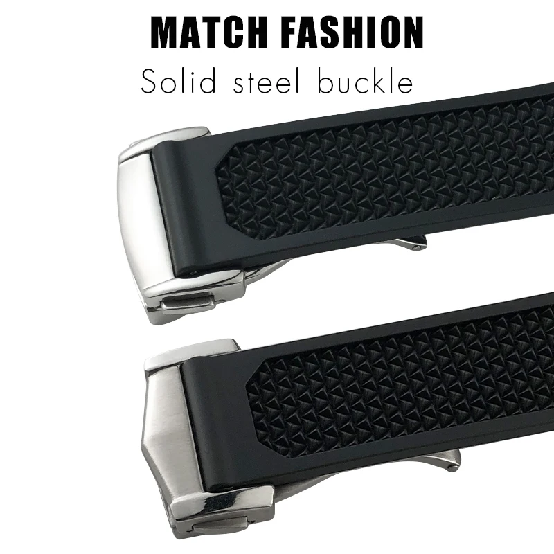 Rubber Watchband 19mm 20mm 21mm Folding Buckle Watch Strap for Omega Speedmaster Seamaster Silicone Waterproof Sport Bracelets