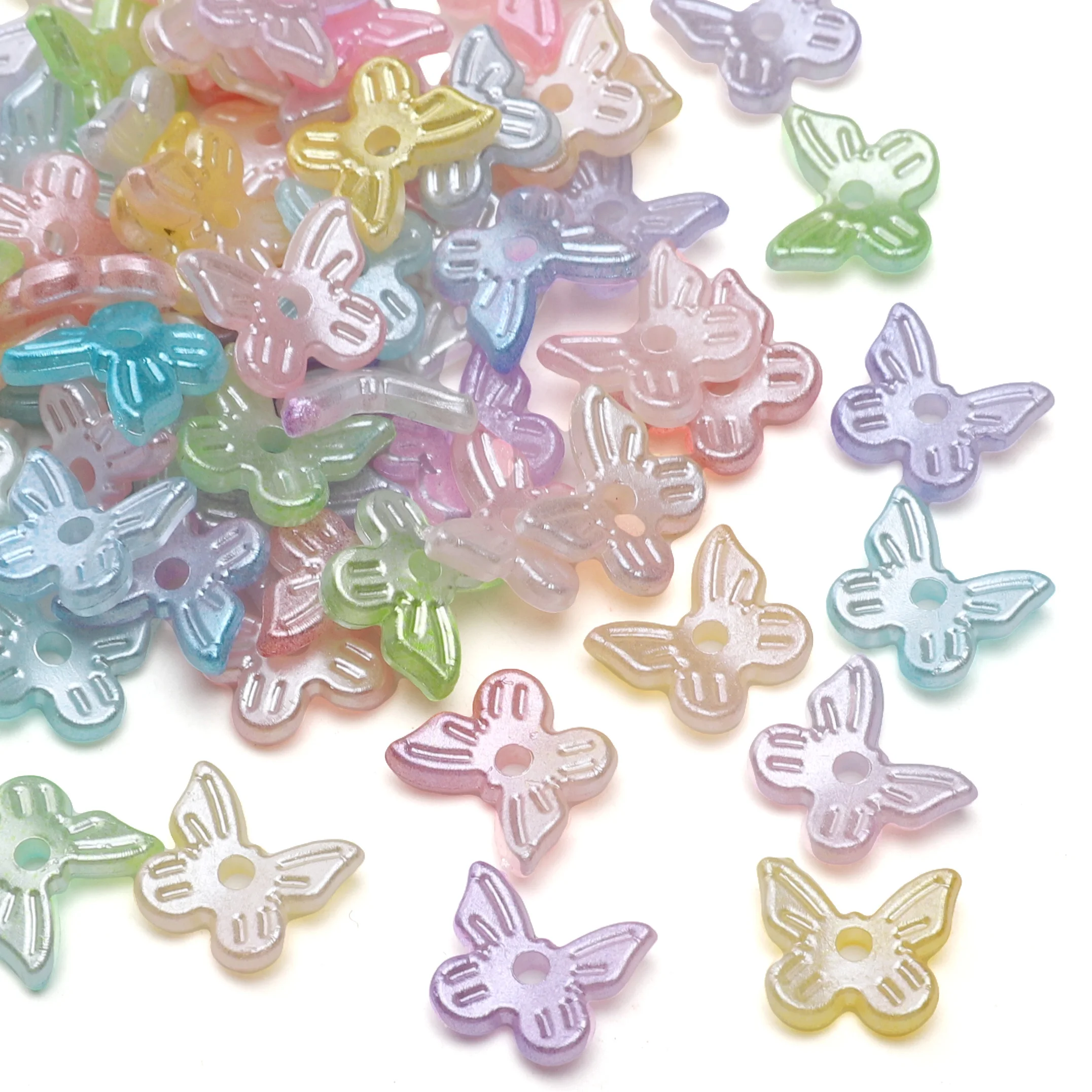 

100Pcs Two-Tone Butterfly Beads ABS Loose Spacer Beads for Jewelry Making DIY Bracelet Earring Necklace Accessories
