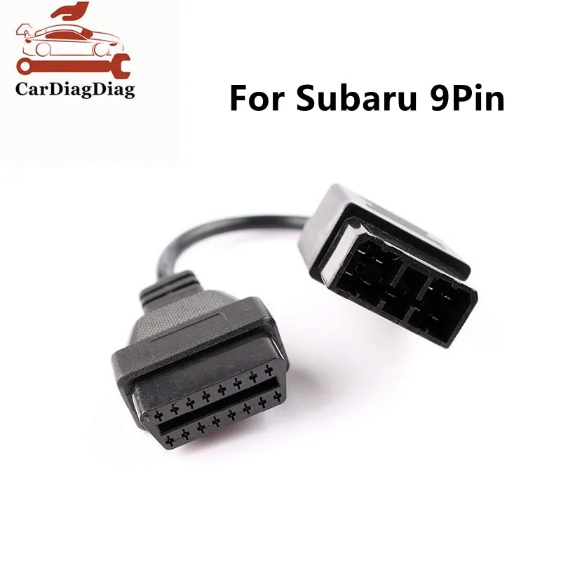 Professional For Subaru 9pin cable OBD1 to obd2 16 pin lead Diagnostic interface cable 9 pin OBDII Extension Cable