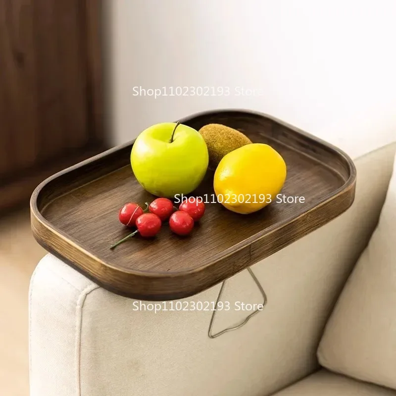 Sofa Armrest Clip-On Table Tray Wooden Foldable Couch Arm Tray Sofa Tables TV Table Side Tables For Eating And Drinking