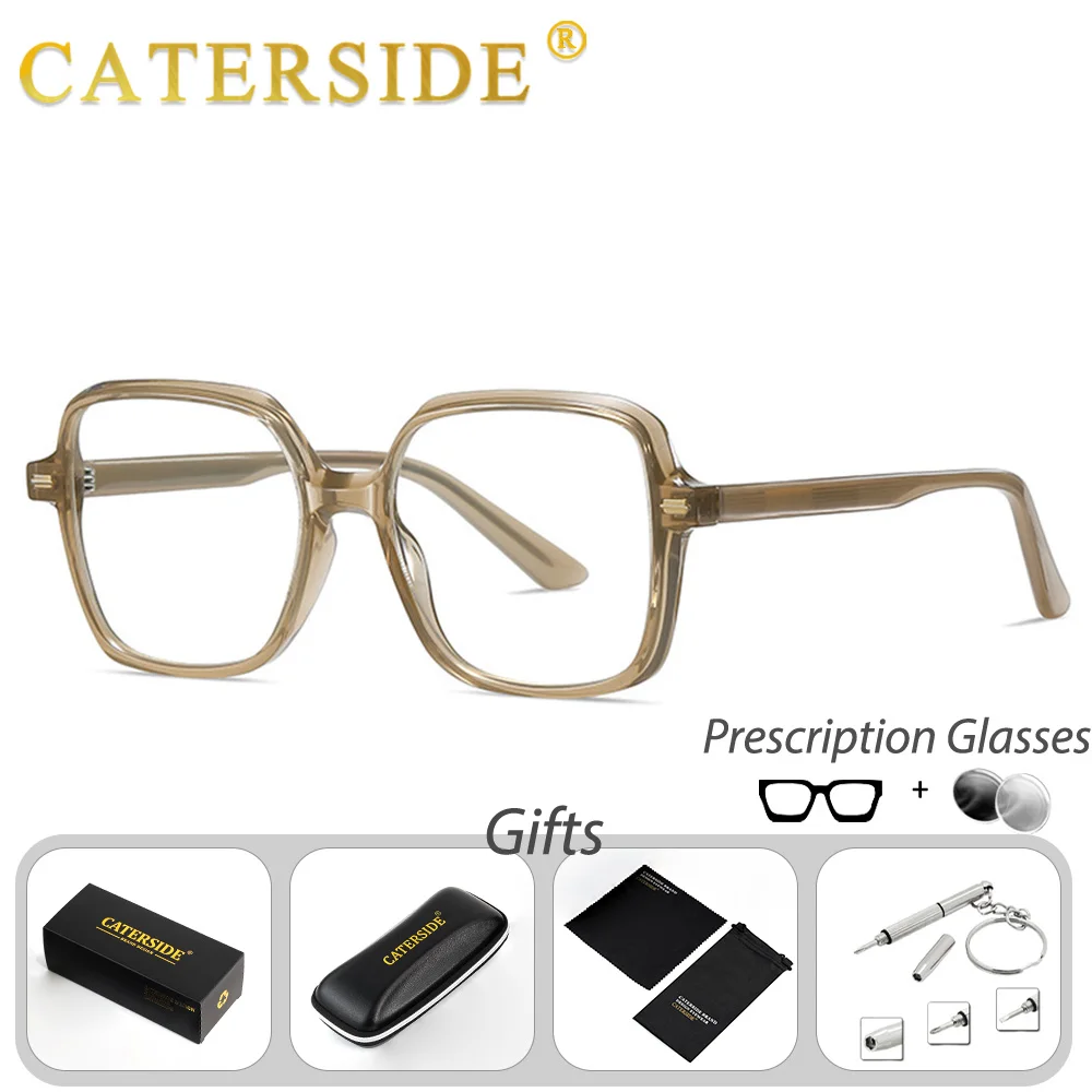 CATERSIDE Men Prescription Glasses 1.56 Refractive Index Square Lens Anti Blue Light Optical Glasses for Women Reading Glasses