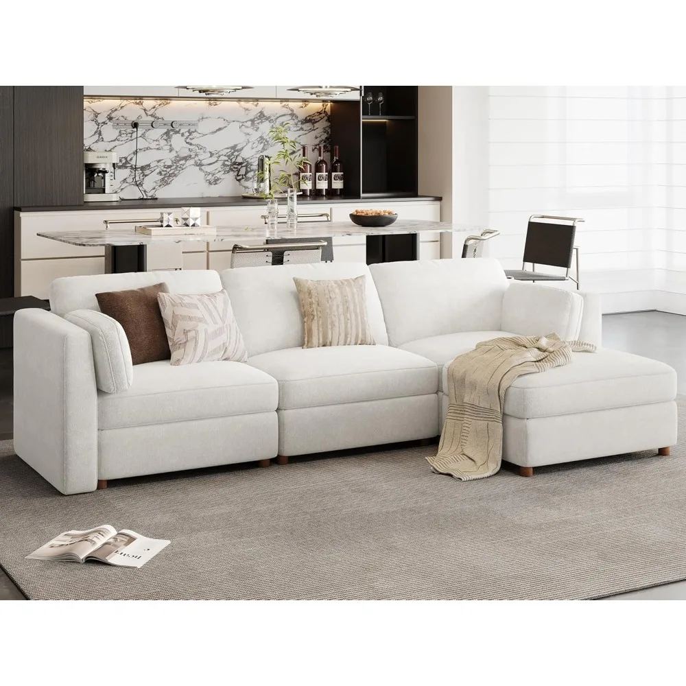 

118'' Modular Sectional Sofa, Oversized L-Shaped Sectional Couch with Ottoman, Deep Seat Chenille Cloud Couch, Customized