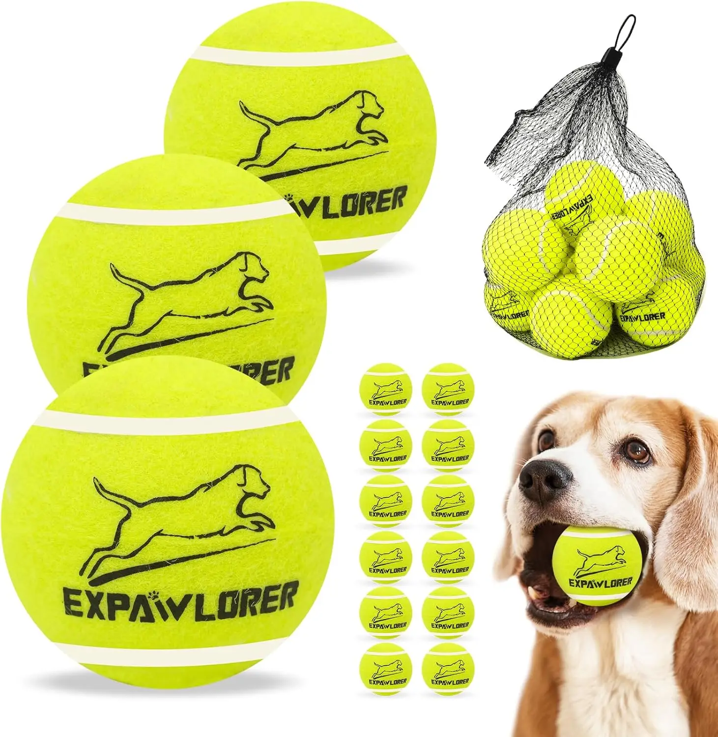 

Squeaky Tennis Balls for Dogs, 12 Pack Interactive Chew Toys for Small to Large Pets