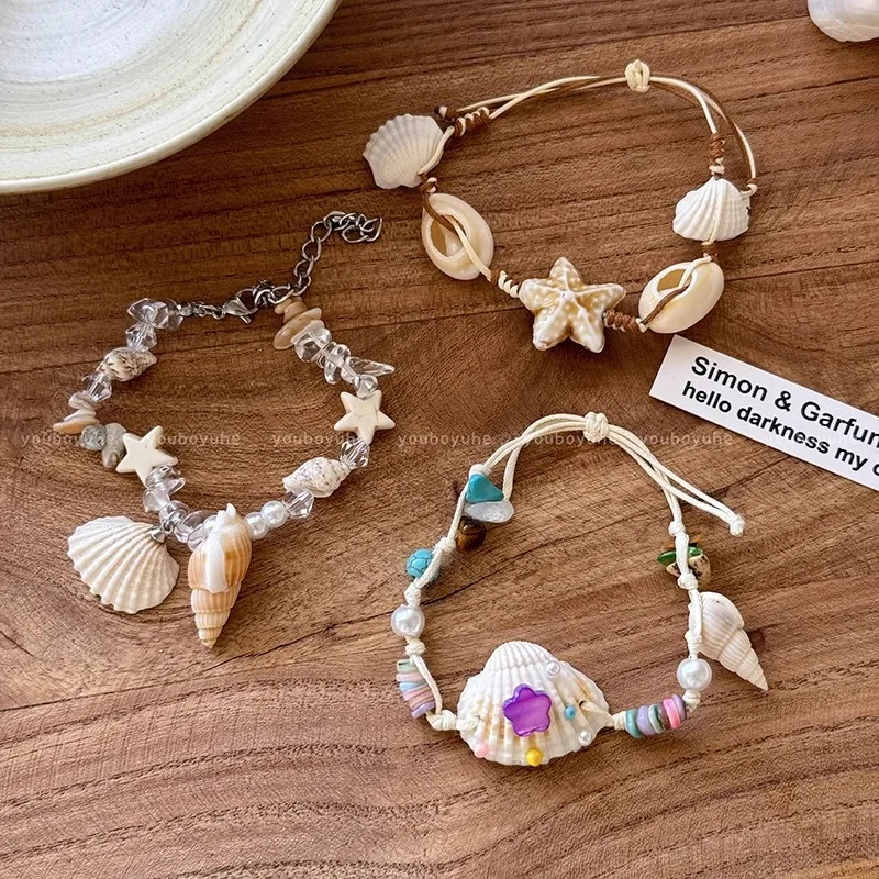 Starfish Shell Bead Bracelet Elegant Versatile Lightweight Comfortable Durable Beach Vacation Daily Wear Women Gift
