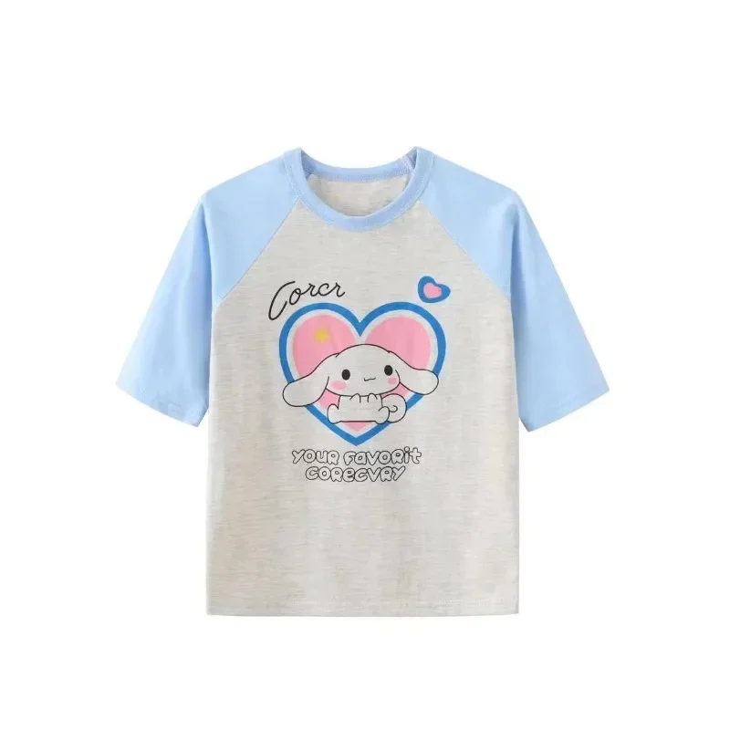 

Spring Autumn Cinnamoroll My Melody Anime Kawaii MINISO Ins Children T-shirt Cute Kuromi Children Hooded Cloth Gifts Toys