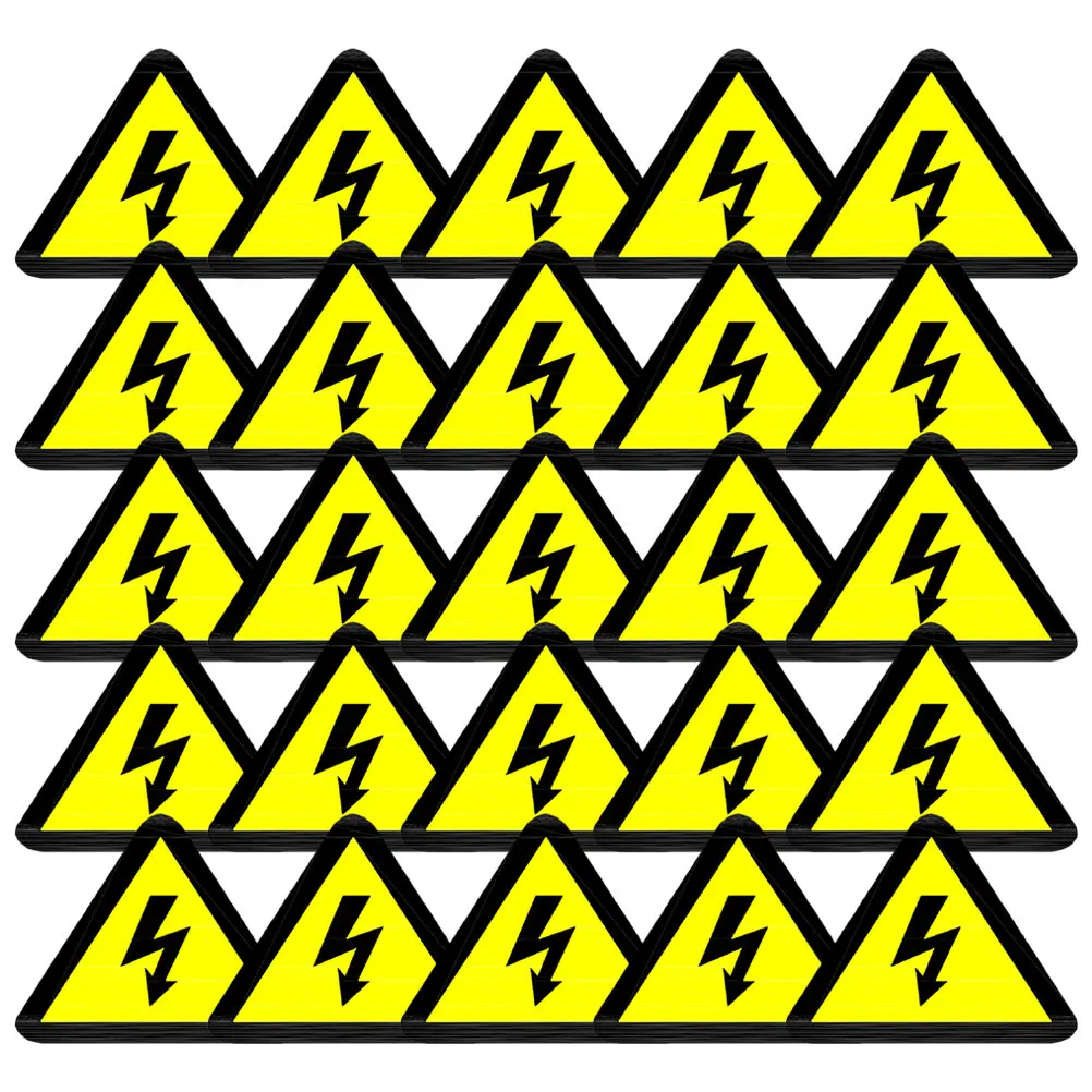 30pcs Electric Warning Sign Sticker 50x50mm Safety High Voltage Labels Danger Stickers Yellow Triangle Warning Signs