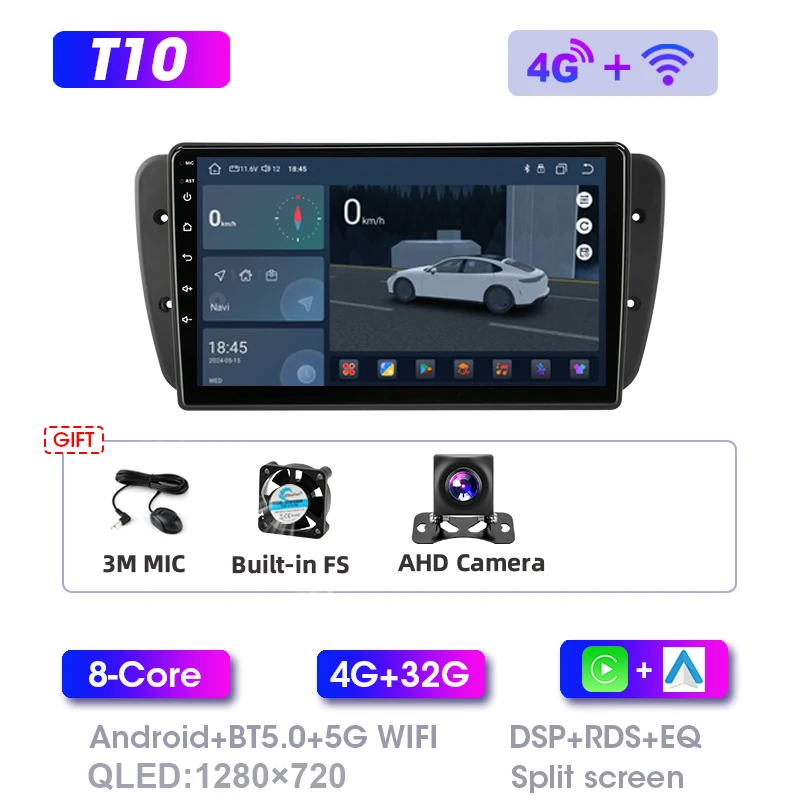 Srnubi Android Autoradio voor Seat Ibiza 6j 2009-2013 Draadloze CarPlay Android Auto WiFi GPS Navigatie BT Video muziek Stereo