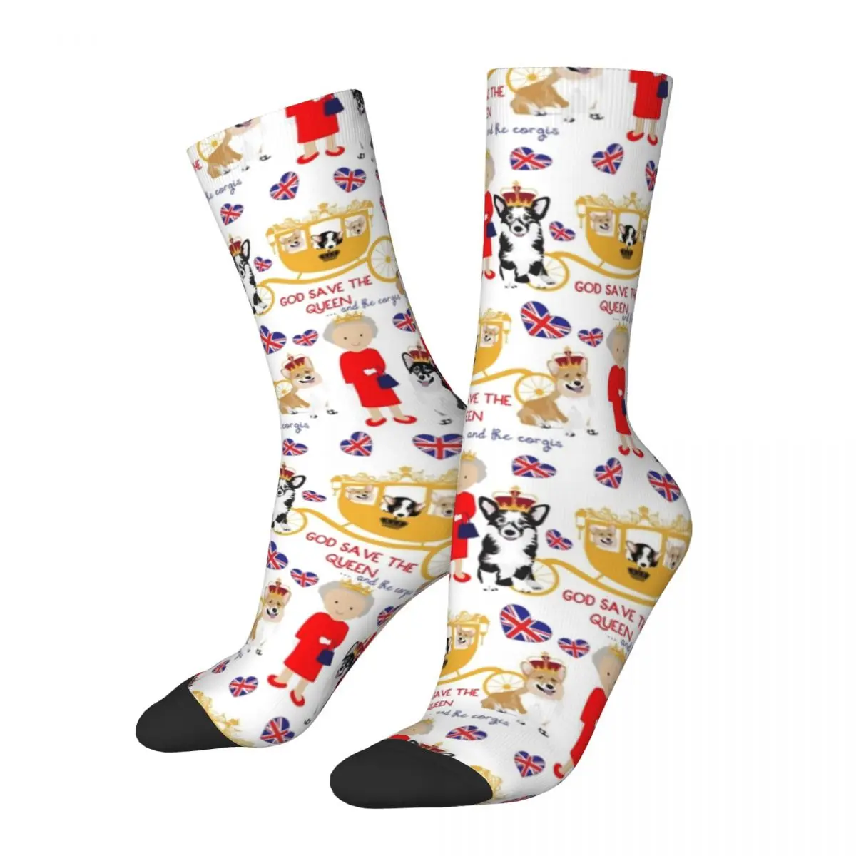 

Fashion Male Men Socks Harajuku Queen Elizabeth With The Royal Corgis Sock Skateboard Women's Socks Spring Summer Autumn Winter