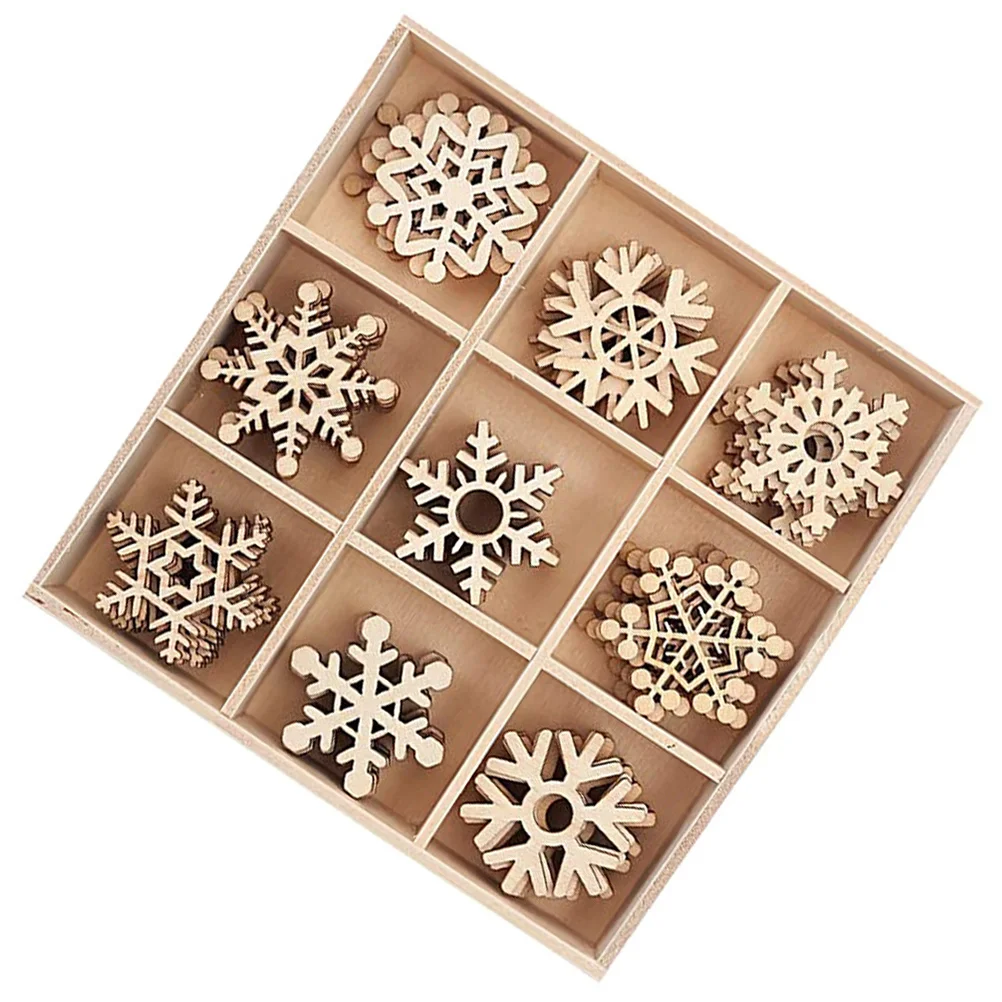 

45Pcs Wooden Hanging Ornaments Christmas Mini Snowflake Pendants Xmas Tree Decoration Indoor Hanging Decor Mini Snowflake