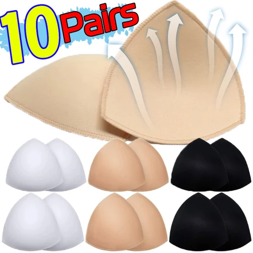 Imagen 1 del producto Almohadillas invisibles para sujetador de realce de esponja triangular, ropa interior Sexy para mujer, traje de baño de esponja, potenciadores de pecho para Bikini, almohadillas para copa de pecho