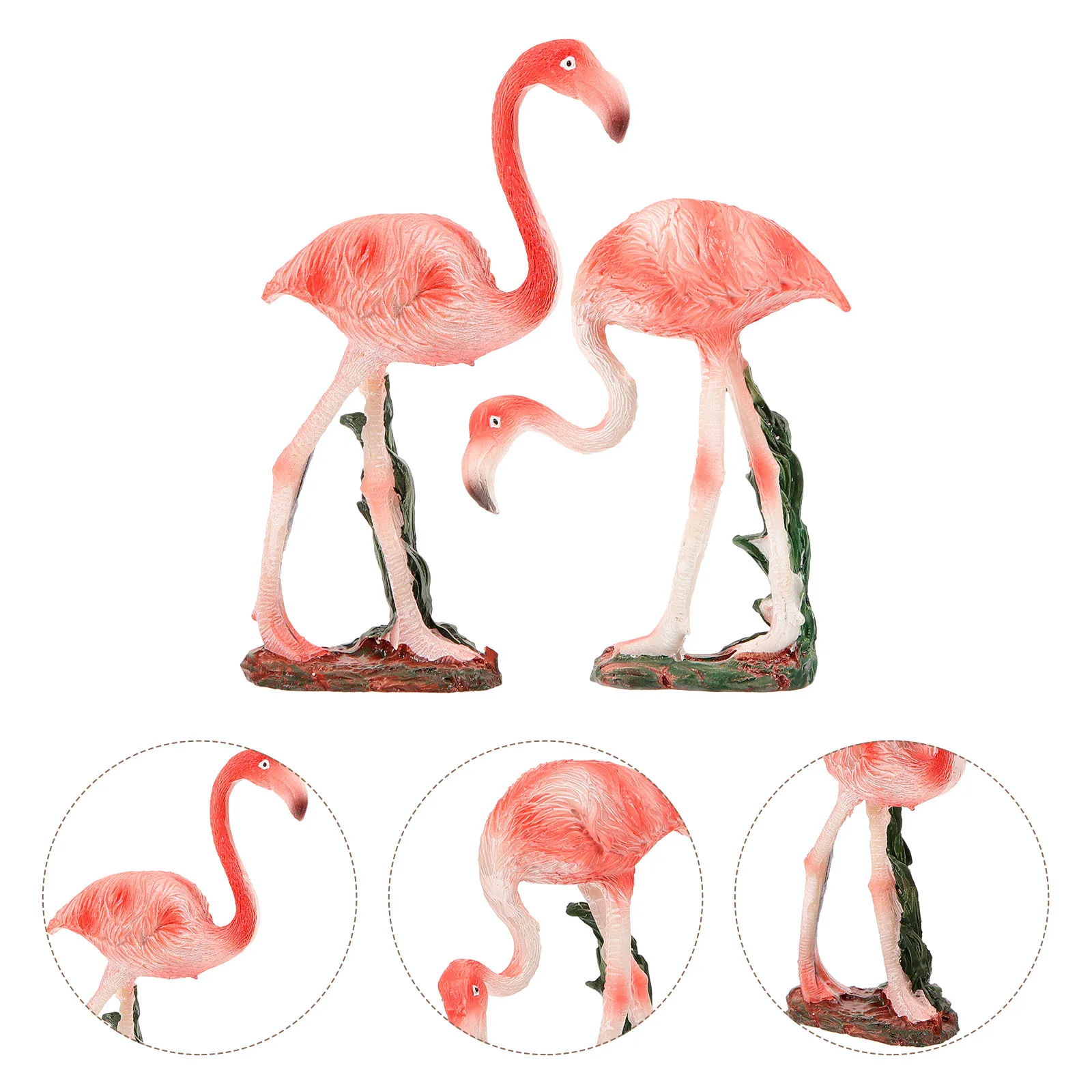 

2pcs Creative Resin Flamingo Decoration Durable Lightweight Adorable Yard Ornament Garden Statue Outdoor Decor Simulated Pink