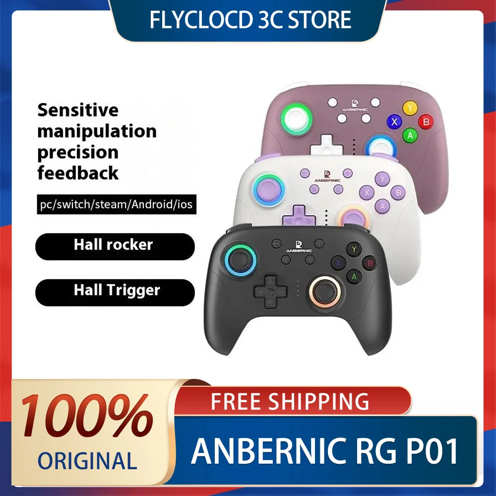 ANBERNIC RG P01 RGP01 Gamepad Bluetooth Wireless RGB Hall Effect Joystick XBOX Game Controller Custom For PC Android IOS Steam