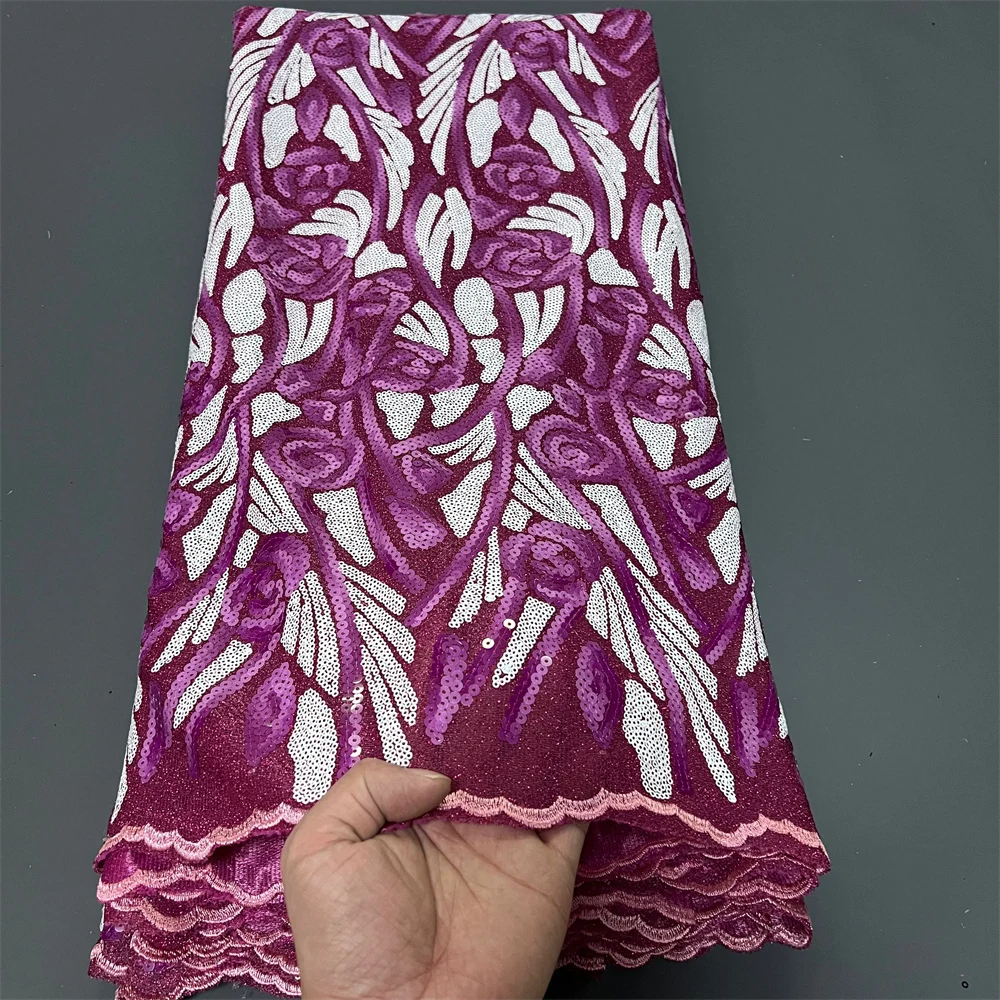 

Африканское нигерийское тюлевое платье из гипюра, кружевная ткань с вышивкой, свадебная вечеринка, блестки из бисера, высокое качество, органза, 5 ярдов ZJ060