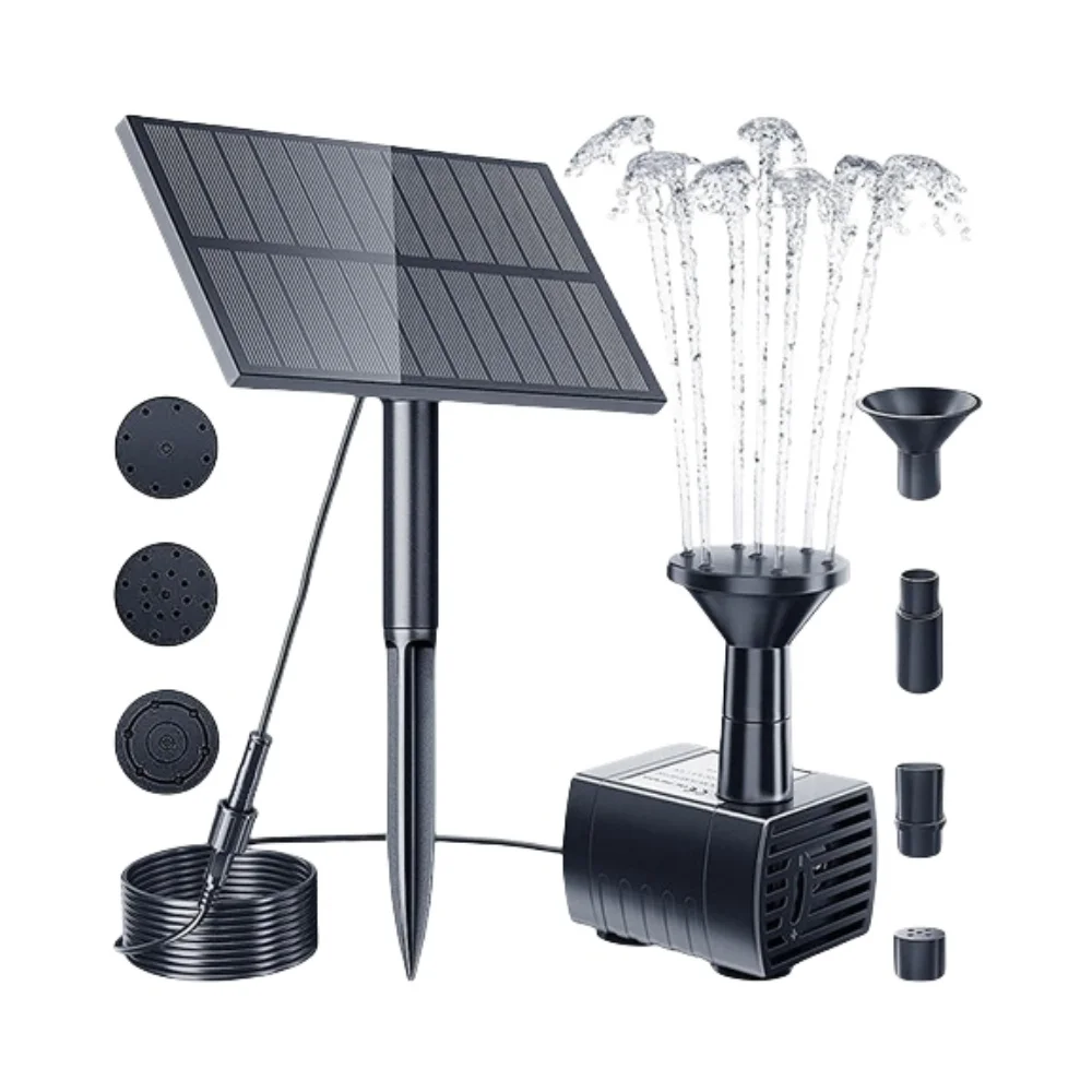 Solar Water Pump Adjustable Nozzles 1.5/2.5W Solar Panel Powered Fountain System for Indoor/Outdoor Ponds Gardens & Bird Baths