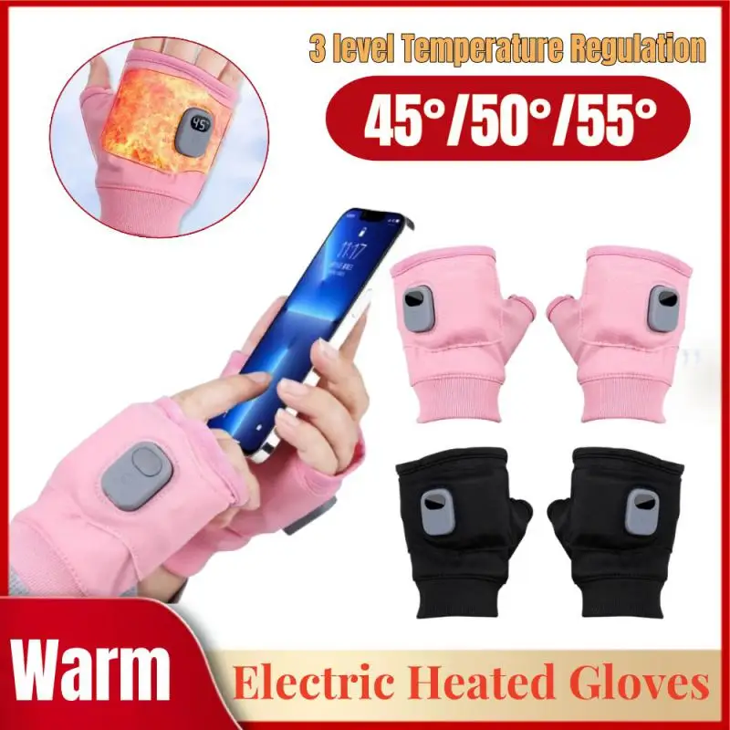 Guantes calefactables eléctricos recargables, guantes térmicos eléctricos con calefacción de 360 grados, guantes calefactables sin dedos a prueba de viento, guantes de caza