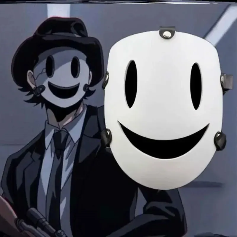 

l2025l Новый аниме косплей Tenkuu Shinpan High-Rise Invasion Косплей Маска шляпа ПВХ Белая маска Японский костюм самурая Реквизит Лицо M