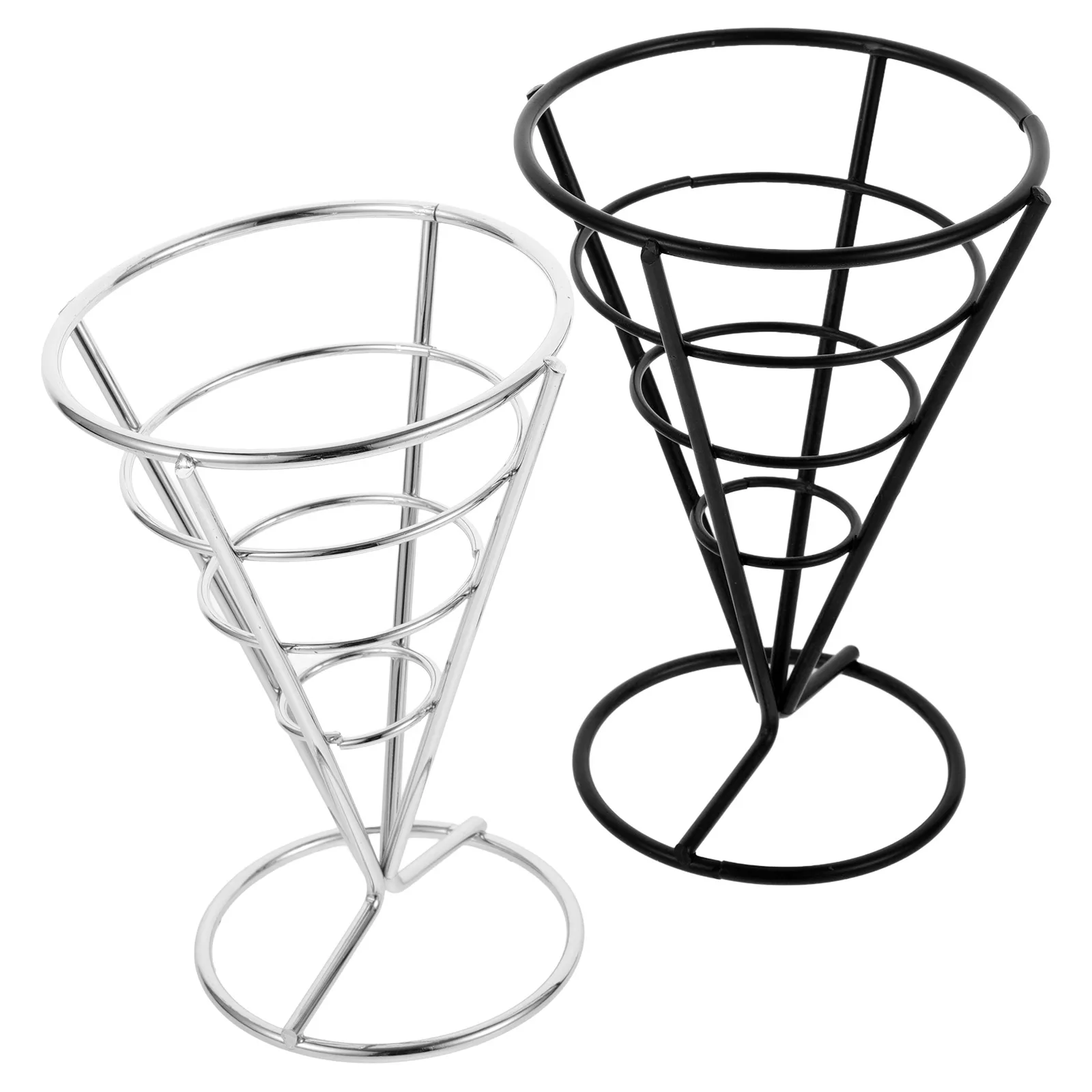 

2pcs French Fries Basket Snack Stand Bread Food Serving Baskets Chips Holder Display Iron Material Restaurant Home Party Use