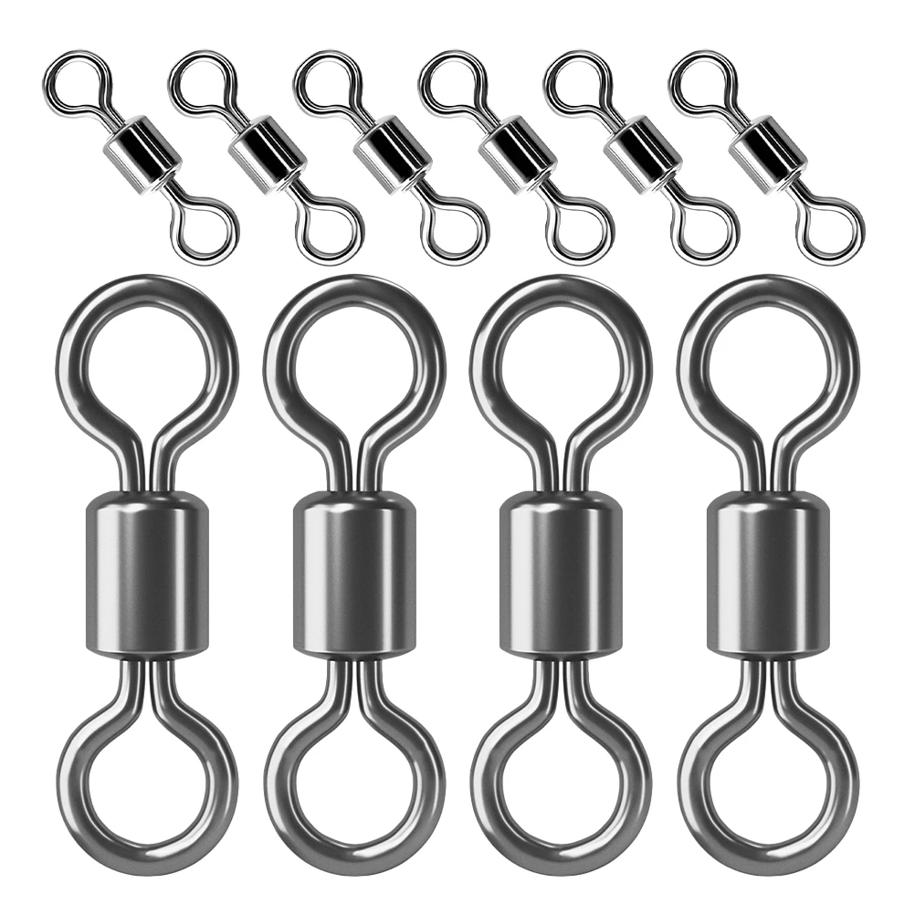 

100pcs Fishing Swivels 12# Rotary Ring Connector Saltwater Freshwater Fishing Line Connectors Tackle Accessories