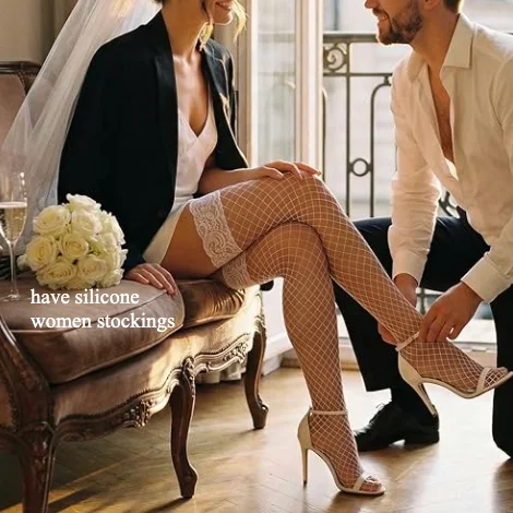 

Have Silicone Wedding Stockings Women's Net Socks Black White Red Fashion Sweet Hosiery Elegant Woman Dating Daily Sexy Wear