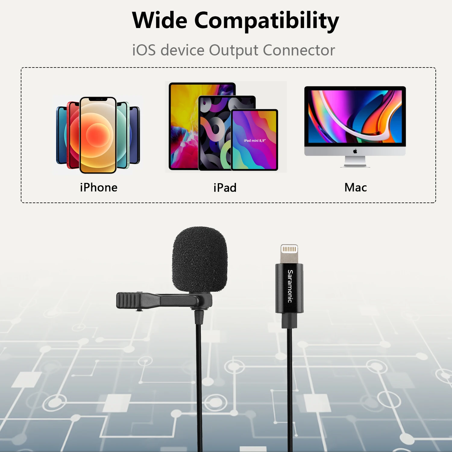 ميكروفون سارامونيك LavMicro-L مكثف Lavalier لأجهزة iPhone iPad iOS وتسجيل فيديو يوتيوب وبث مباشر ومدونة فيديو