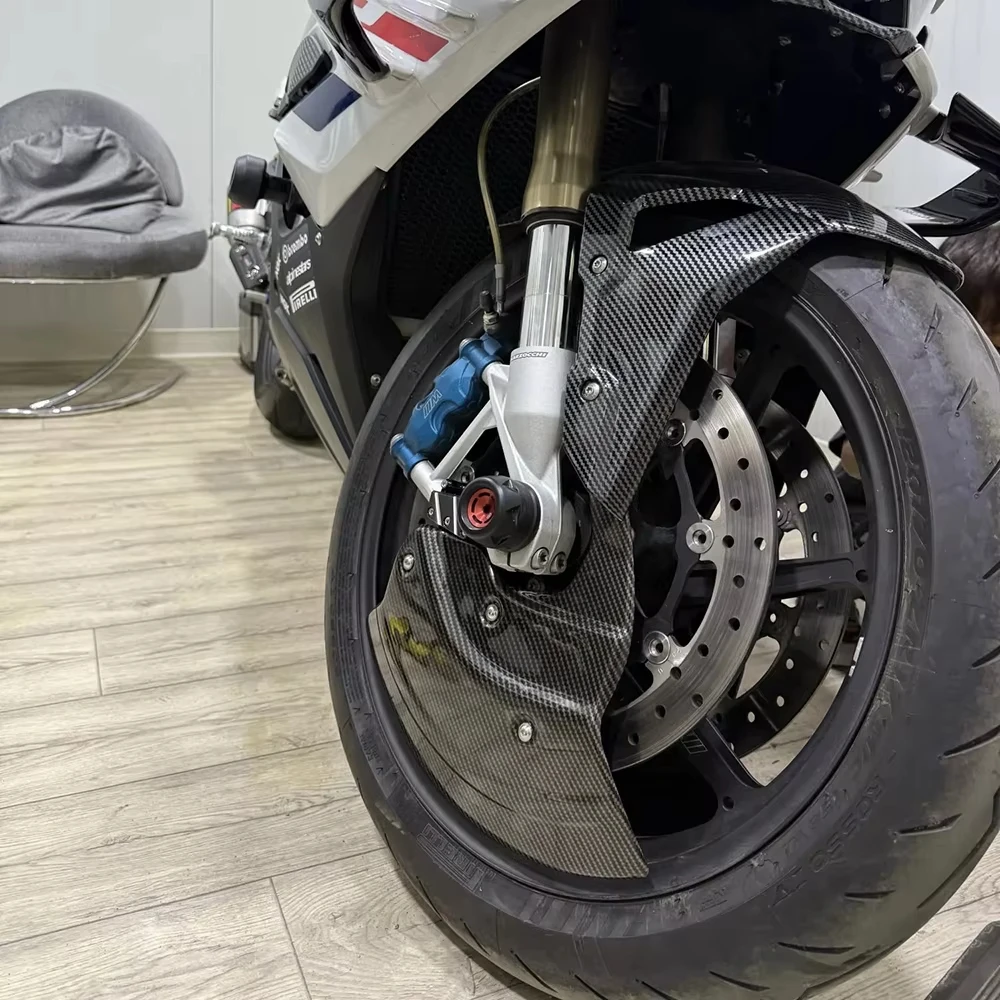 ل BMW S1000RR/R M1000RR/R S1000XR M1000XR ألياف الكربون الجبهة الحاجز قطعة من نسيج قرص فرامل حامي هدية #3